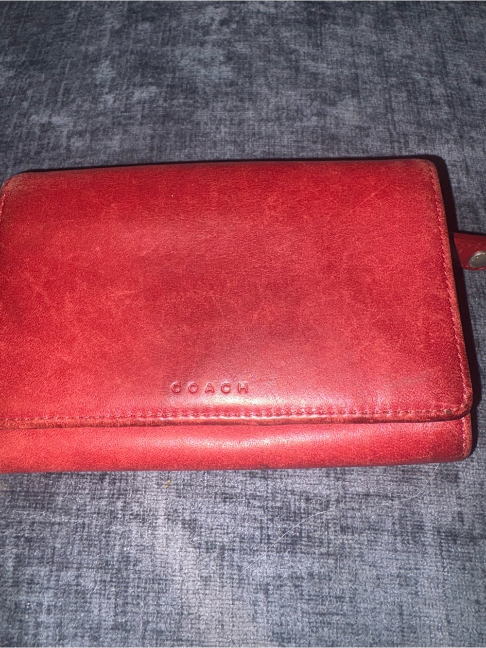 Vintage Coach Red Glove Tanned Leather Checkbook Wallet Organizer USA
